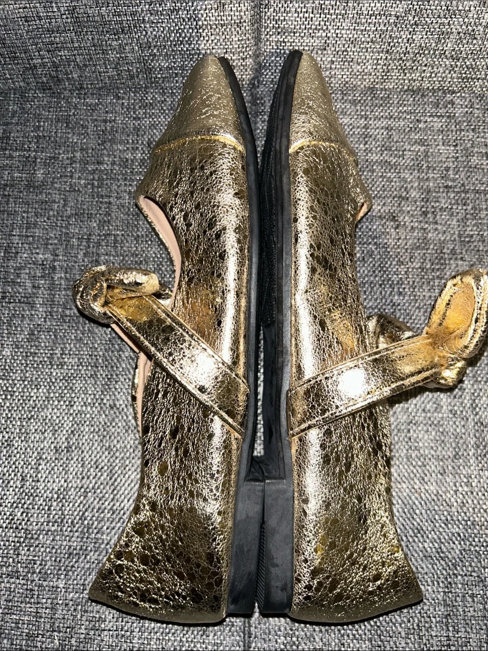 Gold Metallic Knot Strap Flats